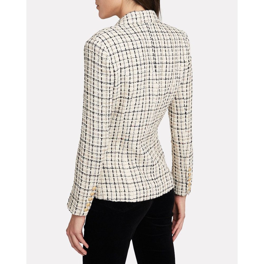 L'AGENCE Kenzie Double Breasted Tweed Blazer in Ivory Multi - Picture 2 of 12